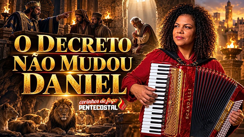 Daniel na cova dos leões em Não Parei de Orar, corinho de fogo inspirado em Daniel 6
